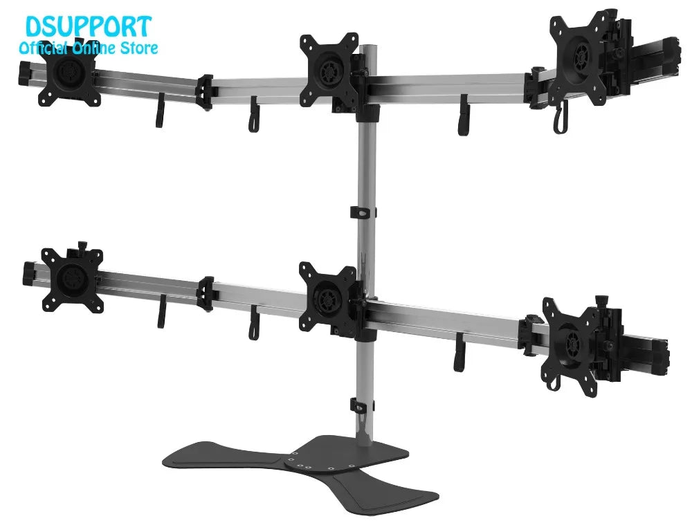 15-27" Aluminum Alloy 6 Screen LCD TV Mount Free Lifting Sliding Full Motion 6 screen Monitor Holder Desktop Stand MP260SL