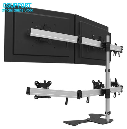 15-27" Aluminum Alloy 6 Screen LCD TV Mount Free Lifting Sliding Full Motion 6 screen Monitor Holder Desktop Stand