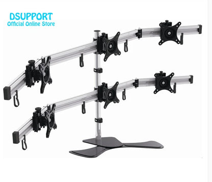 15-27" Aluminum Alloy 6 Screen LCD TV Mount Free Lifting Sliding Full Motion 6 screen Monitor Holder Desktop Stand MP260SL