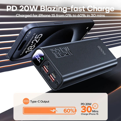 QOOVI Power Bank 20000mAh Portable PD 20W Fast Charging Poverbank Mobile Phone External Battery Powerbank For iPhone 13 Xiaomi