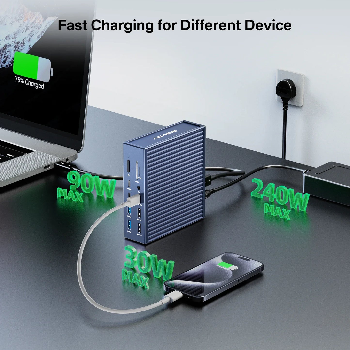 Acasis Thunderbolt 40Gbps Hub 21 in 1 Docking Station 8K/60HZ 240W Input Power 90W Output USB 3.0 USB 2.0 For Macbook Pro