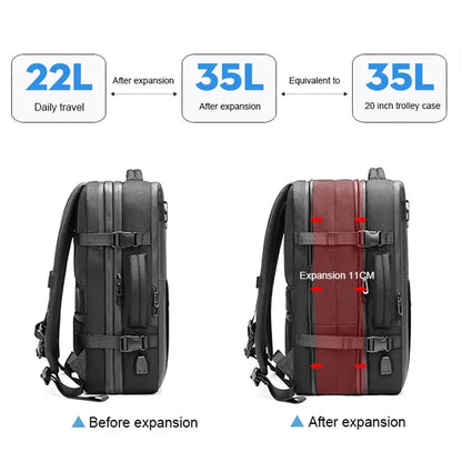 Large Capacity Expandable Airbag Backpack for Men 15.6 Inch Waterproof Laptop Business Bag Vacuum Storage Travel Black Backpacks