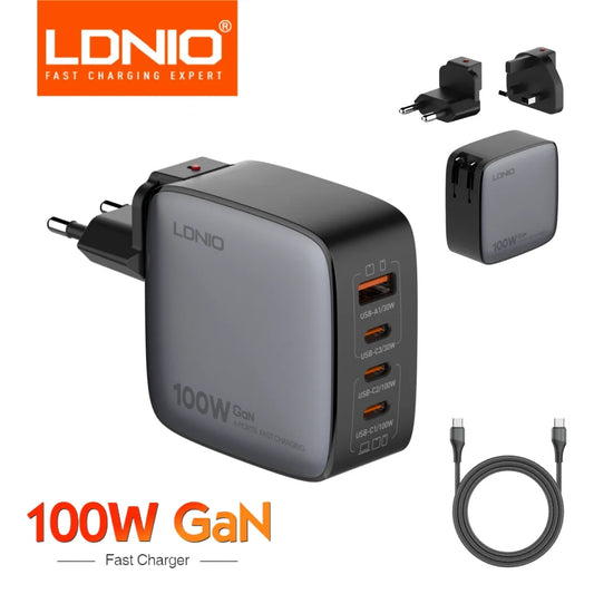 LDNIO 100W Fast Charger Type C Gan Usb PD Laptop Phone Travel Adapter For MacBook Iphone Xiaomi Samsung UK EU US Kr Plug Charger