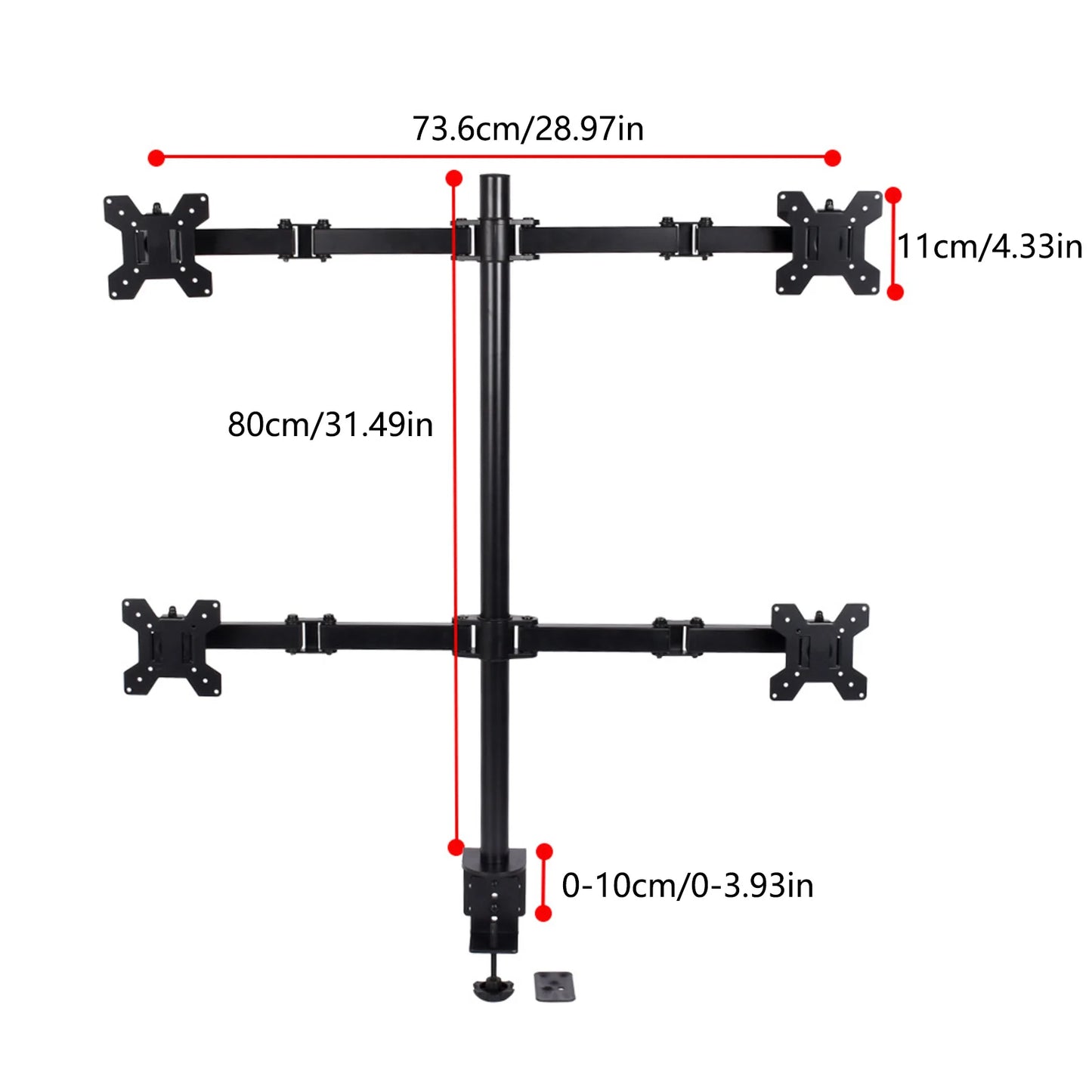 4-arm Heavy Load Screen Bracket 10-27 inch Screen Display Monitor Stand Mount Fully Adjustable 4 Screens Heavy Duty