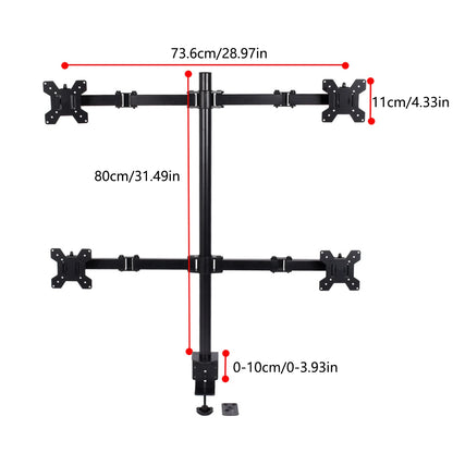 4-arm Heavy Load Screen Bracket 10-27 inch Screen Display Monitor Stand Mount Fully Adjustable 4 Screens Heavy Duty