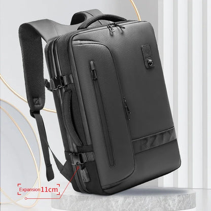 Large Capacity Expandable Airbag Backpack for Men 15.6 Inch Waterproof Laptop Business Bag Vacuum Storage Travel Black Backpacks