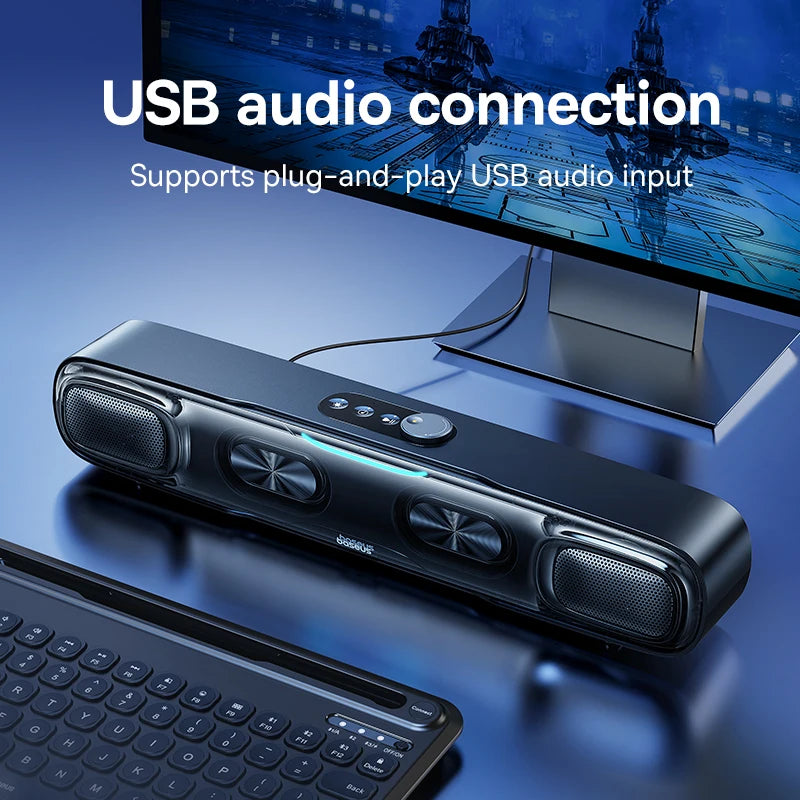 Baseus DS10 Desk Mini Soundbar Speaker Bluetooth 5.3 Triple-Mode Audio 3D Soundscape Surround SubwooferSound Box for Laptop PC