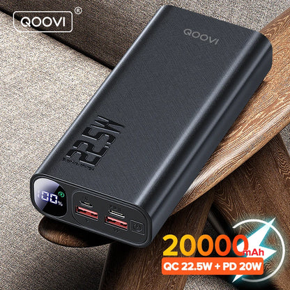 QOOVI Power Bank 20000mAh Portable PD 20W Fast Charging Poverbank Mobile Phone External Battery Powerbank For iPhone 13 Xiaomi