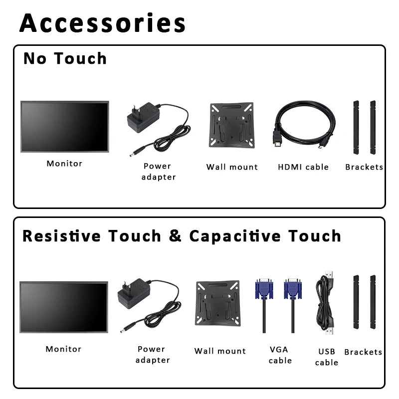 18.5 1920*1080 Inch LCD Display IPS Industrial Panel 16:9 Touch Screen Open Frame Monitor For Automation Equipment