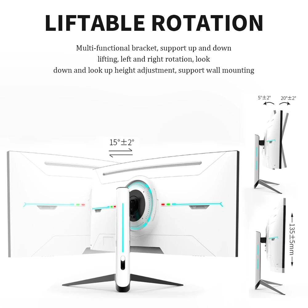 SENMAO 34 Inch  liftable Pc Gamer Monitor 165Hz 4K MVA Lcd Display HD Desktop Gaming Computer Screen HDMI 1500R Curved Screen