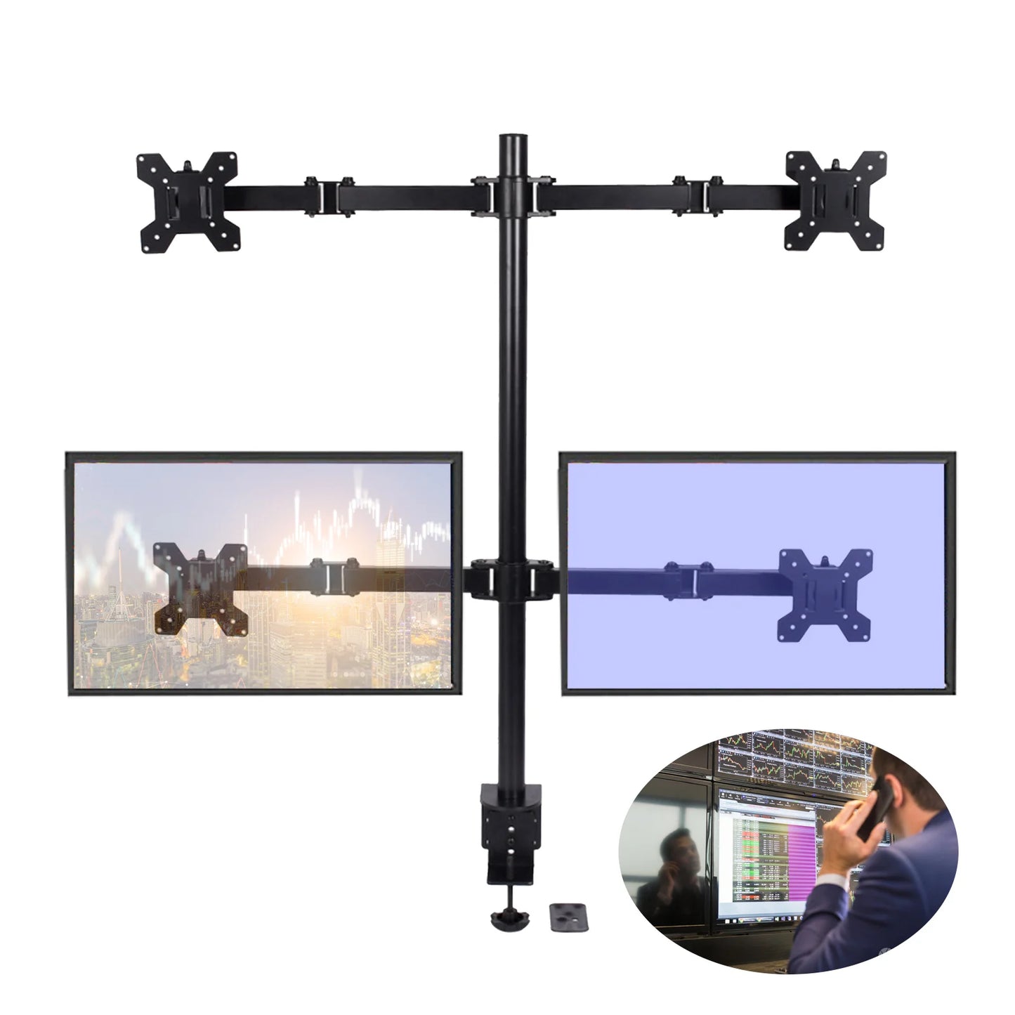 4-arm Heavy Load Screen Bracket 10-27 inch Screen Display Monitor Stand Mount Fully Adjustable 4 Screens Heavy Duty