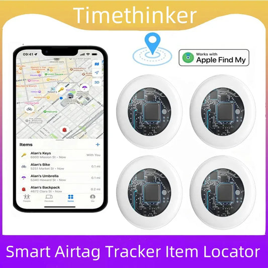 Timethinker Smart Bluetooth GPS Tracker Air Tag Work with Apple Find My APP ITag Anti Lost Airtag Locator Pet Key Finder for iOS