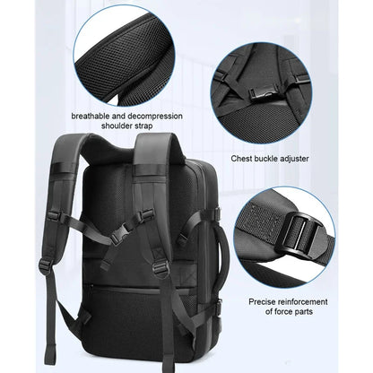 Large Capacity Expandable Airbag Backpack for Men 15.6 Inch Waterproof Laptop Business Bag Vacuum Storage Travel Black Backpacks