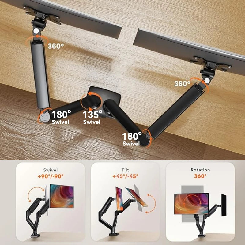 Dual Monitor Mount Stand Desk Universal Expandable Display Bracket