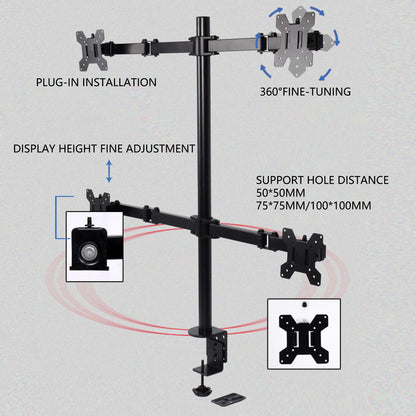 4-arm Heavy Load Screen Bracket 10-27 inch Screen Display Monitor Stand Mount Fully Adjustable 4 Screens Heavy Duty