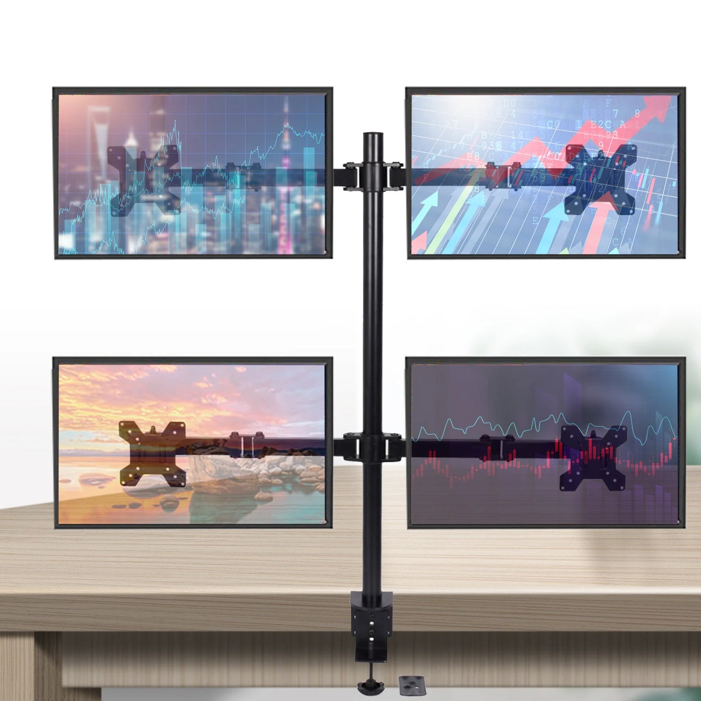 4-arm Heavy Load Screen Bracket 10-27 inch Screen Display Monitor Stand Mount Fully Adjustable 4 Screens Heavy Duty